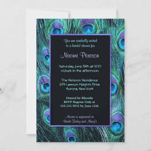 Peacock Feather Drama - Bridal Shower Custom Announcement