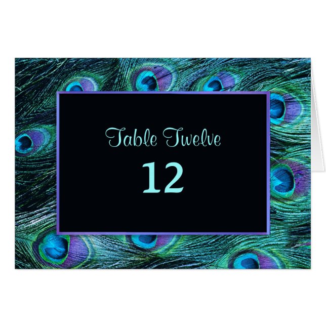 Peacock Feather Drama - Table Seating Number Cards (Front Horizontal)