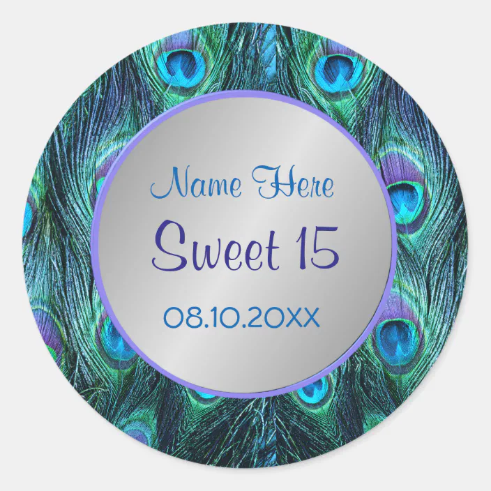 5" Peacock Feather Heart Personalized Circle Monogram Decal Sticker