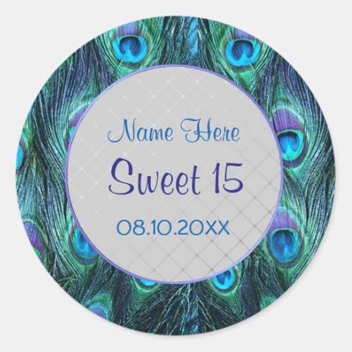 Peacock Feather Drama ver 2 _Sweet 15 Classic Round Sticker