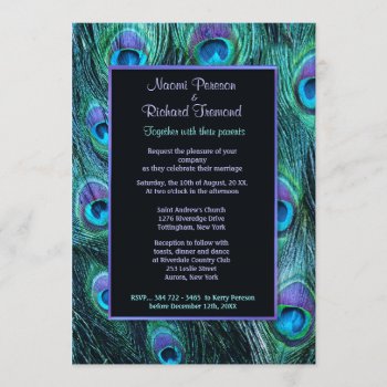 Peacock Feather Drama - Wedding Invitation by SpiceTree_Weddings at Zazzle