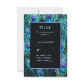 Peacock Feather Drama Wedding Invitation - RSVP