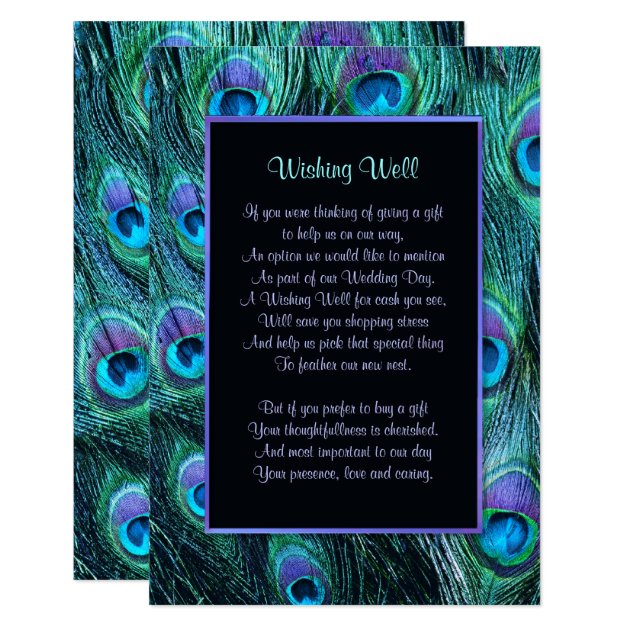 Peacock Feather Drama Wedding - Wishing Well Card