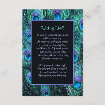 Peacock Feather Drama Wedding - Wishing Well Enclosure Card by SpiceTree_Weddings at Zazzle