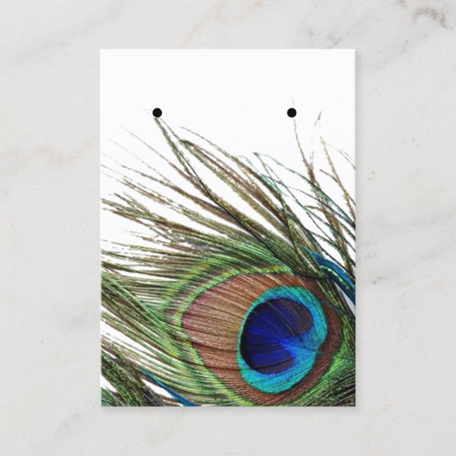 Peacock Feather Earring Jewelry Display Custom Business Card (Front)