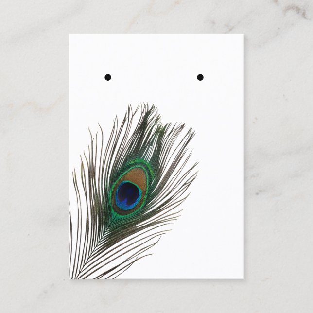 Peacock Feather Earring Jewelry Display Custom Business Card (Front)