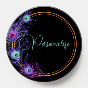 Peacock feather elegant glitter look sparkle PopSocket