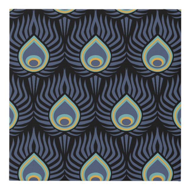Peacock Feather: Elegant Pattern. Faux Canvas Print (Front)