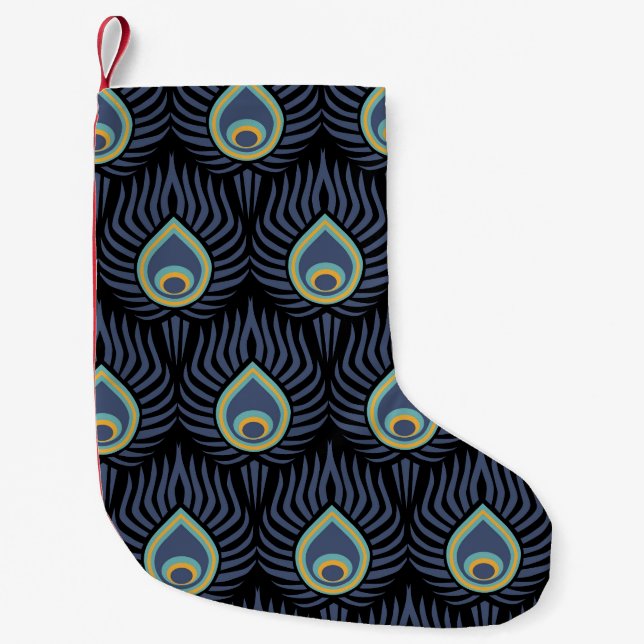 Peacock Feather: Elegant Pattern. Small Christmas Stocking (Front)