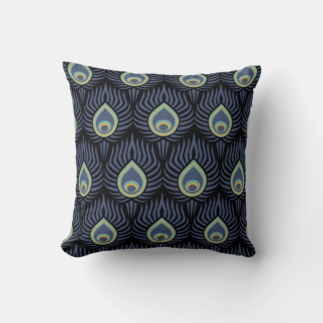 Peacock Feather: Elegant Pattern. Throw Pillow (Front)