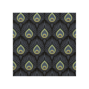 Peacock Feather: Elegant Pattern. Wood Wall Art