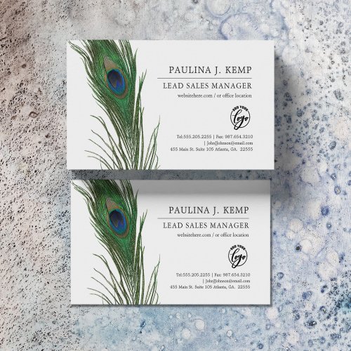 Peacock Feather  Elegant Theme Business Card