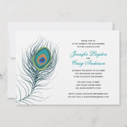 Peacock Feather Engagement Party Invitation