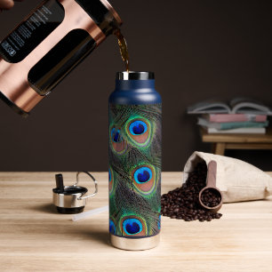 Peacock Feather Eyespot Pattern Water Bottle