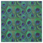 Peacock Feather Fabric - Green Teal Blue Navy