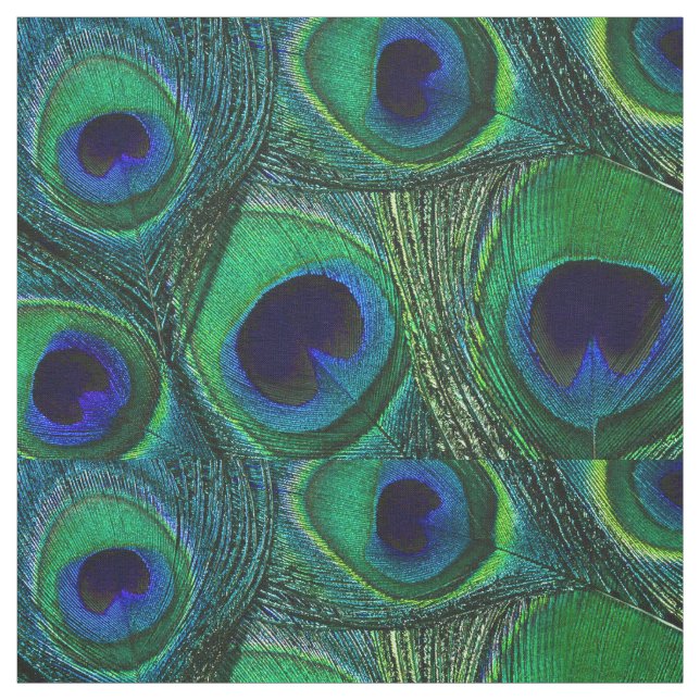 Peacock Feather Fabric - Green Teal Blue Navy (Swatch)