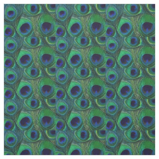Peacock Feather Fabric - Green Teal Blue Navy