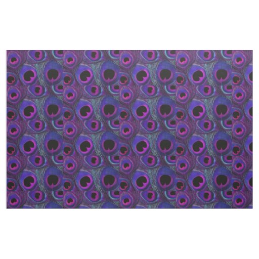 Peacock Feather Fabric Purple Pink Grey Black