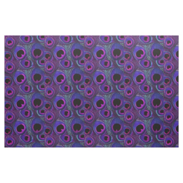 Peacock Feather Fabric Purple Pink Grey Black (Fat Quarter)