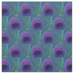 Peacock Feather Fabric - Purple Violet Aqua Black