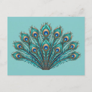 Peacock Feather Fan with Copper Eyes Postcard