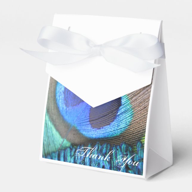 Peacock Feather Favor Bag Boxes (Front Side)