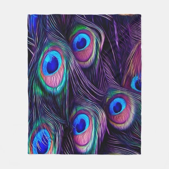 Peacock Feather Fleece Blanket