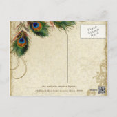 Peacock & Feather Formal Thank You Note Navy Blue Postcard (Back)