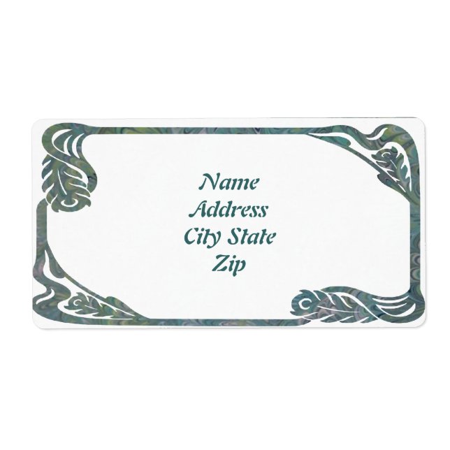 Peacock Feather Frame Label (Front)