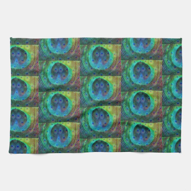 Peacock feather geometric print towel (Horizontal)