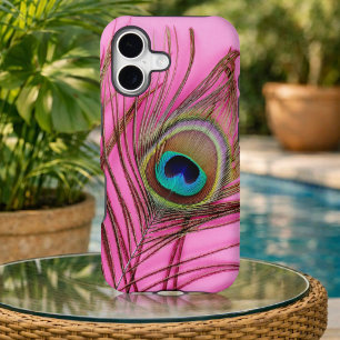 Peacock Feather Glam Pink iPhone 17 Case
