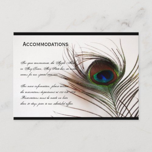 Peacock Feather Glamor Accomodations Card Custom Announcements