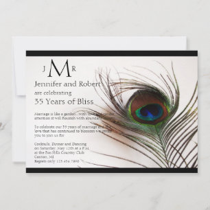 Peacock Feather Glamor Wedding Anniversary Invitation