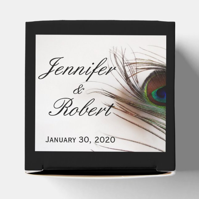 Peacock Feather Glamor Wedding Favor Box (Top)