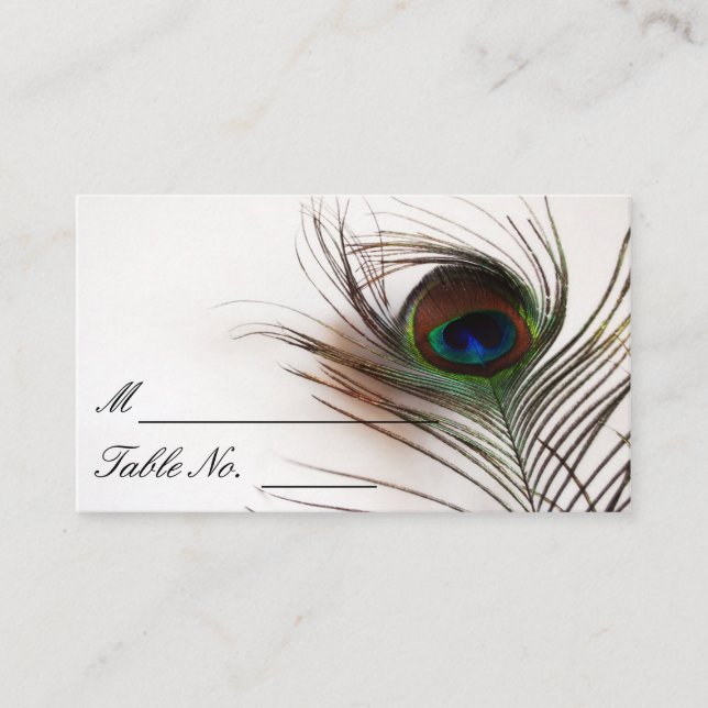 Peacock Feather Glamor Wedding Place Card (Front)