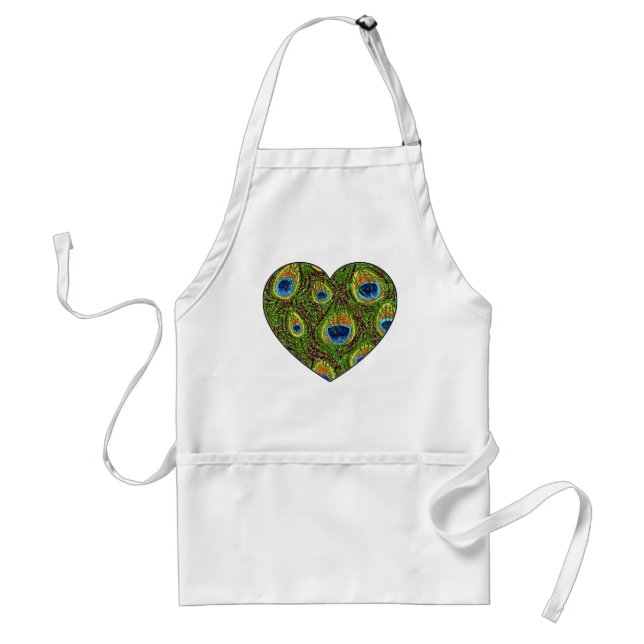 Peacock Feather Glittery Art Print Adult Apron (Front)