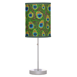 Peacock Feather Glittery Art Print Table Lamp