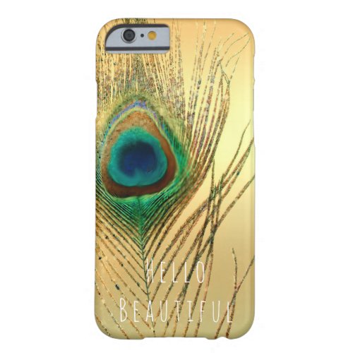 Peacock Feather Gold Exotic Boho Chic Custom Glam Barely There iPhone 6 Case