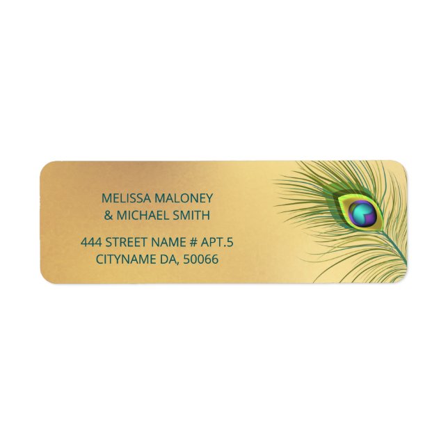 Peacock Feather Gold |  Wedding Label (Front)