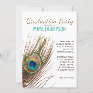 Peacock Feather Graduation Invitation