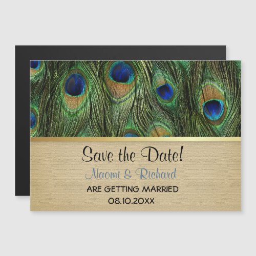 Peacock Feather Green _ Magnetic Save The Date Magnetic Invitation