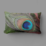 Peacock Feather/Green Moss Decor Lumbar Pillow
