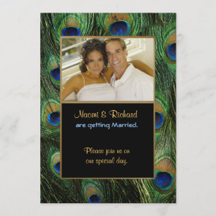 Peacock Feather Green- Photo Wedding Invitation
