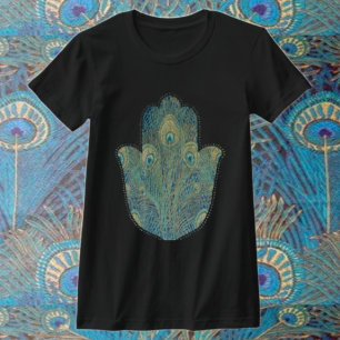 Peacock Feather Hamsa Boho Judaica Plus Size T-Shirt