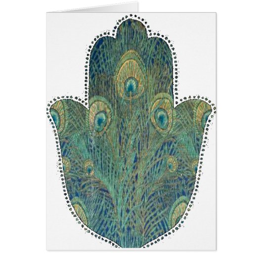 Peacock Feather Hamsa Cards (Front)