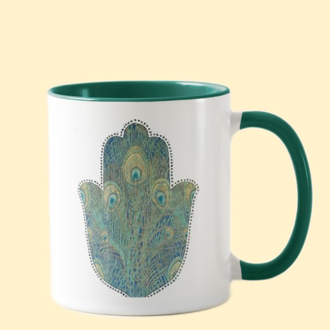 Peacock Feather Hamsa Mug (Creator Uploaded)
