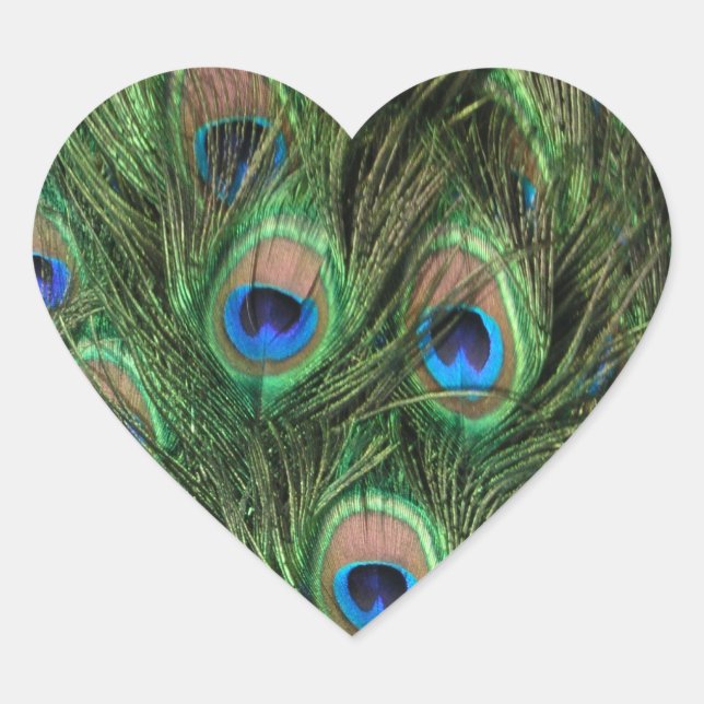 Peacock Feather Heart Heart Sticker (Front)