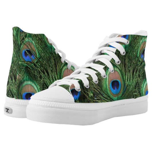 Peacock Feather High-Top Sneakers (Pair)