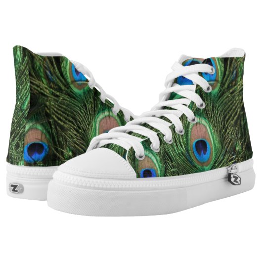 Peacock Feather High-Top Sneakers (Pair)