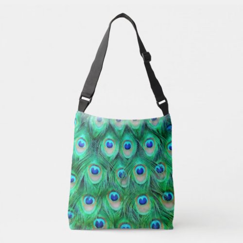 peacock feather inky crossbody bag